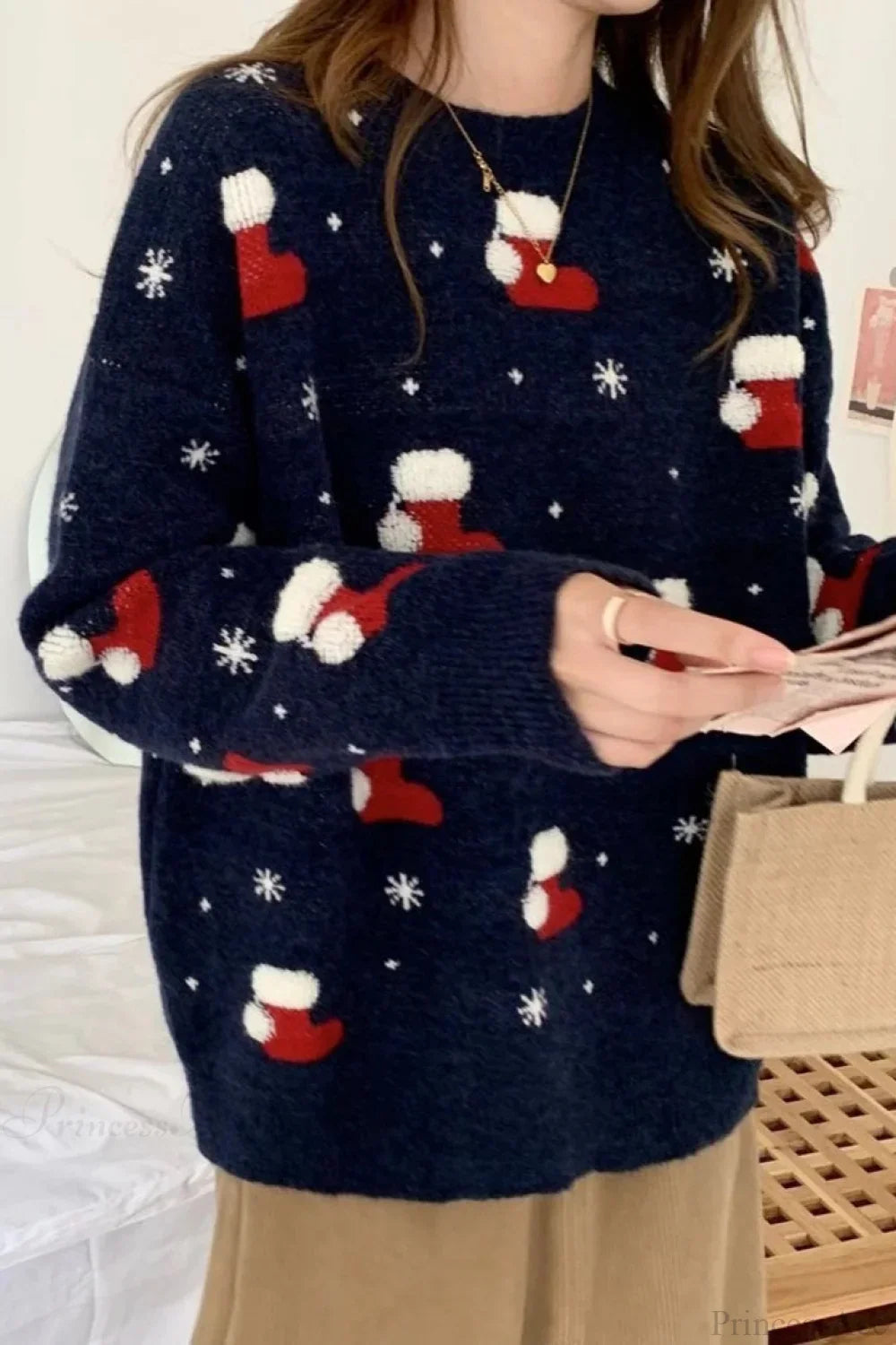 Mune | Christmas Stocking Snowflake Loose Sweater