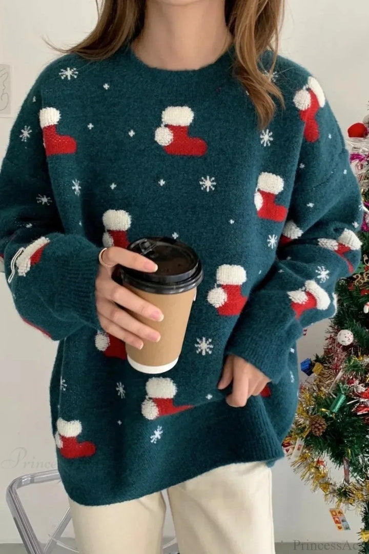 Mune | Christmas Stocking Snowflake Loose Sweater
