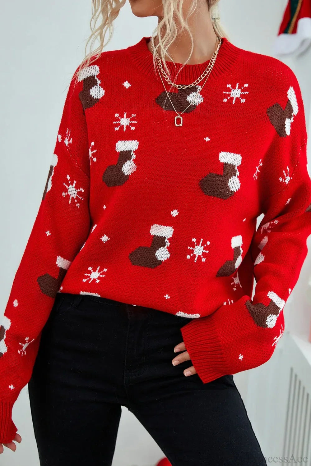 Mune | Christmas Stocking Snowflake Loose Sweater