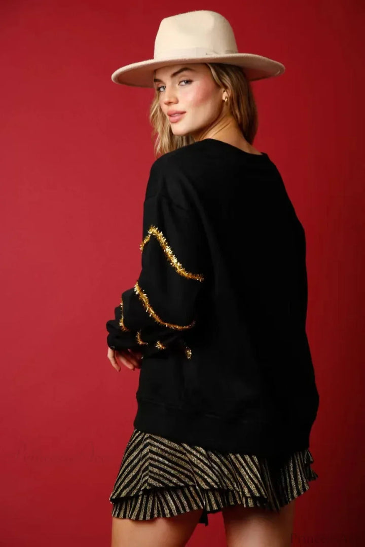 Mune | Christmas Tree Sequin Casual Loose Long Sleeve Tee