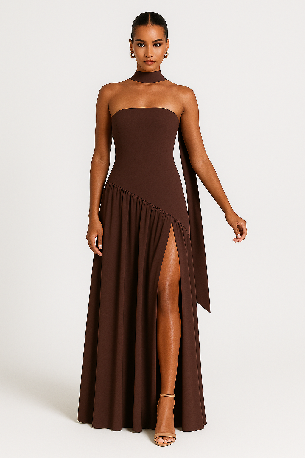 Mune | Elegant Strapless Dress with High Slit for Women