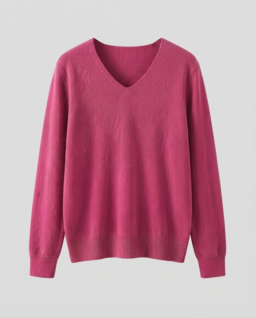 Women Fine Knit V-Neck Sweater made of Cozy Angora Mix Mune Fashion