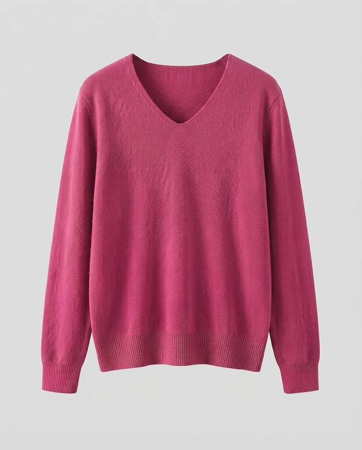 Women Fine Knit V-Neck Sweater made of Cozy Angora Mix Mune Fashion