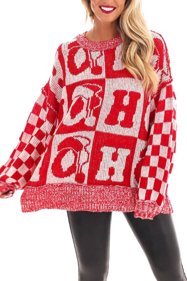 Mune | Christmas Letters Crew Neck Long Sleeve Loose Knit Sweater