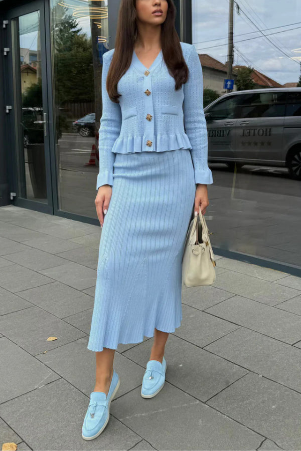 Mune | Jacket & Wide Flared Skirt Knit Set