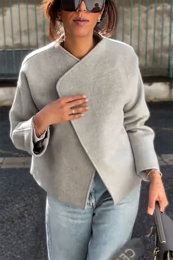 Mune | and Structure Faux Wool Revers Long Sleeve Loose Jacket