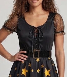 Women's fairy-tale witch costume with stars and lace details Mune Fashion