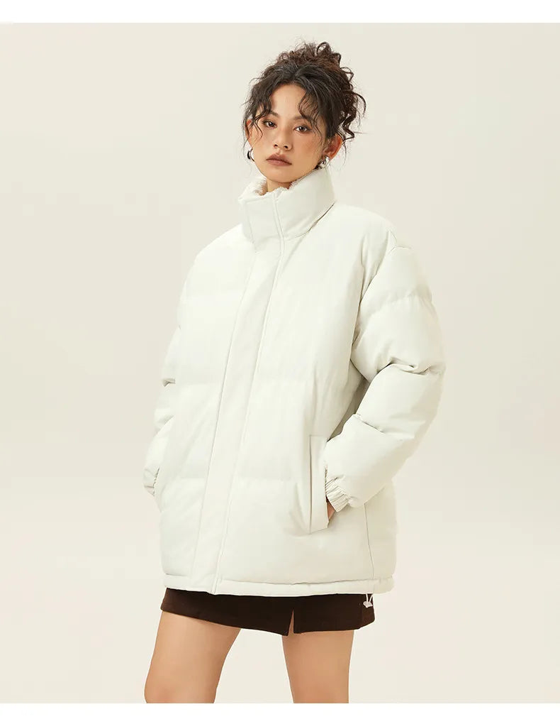 Mune | Loose Jacket with Stand-Up Collar Made Of Thick Warm Cotton Fabric