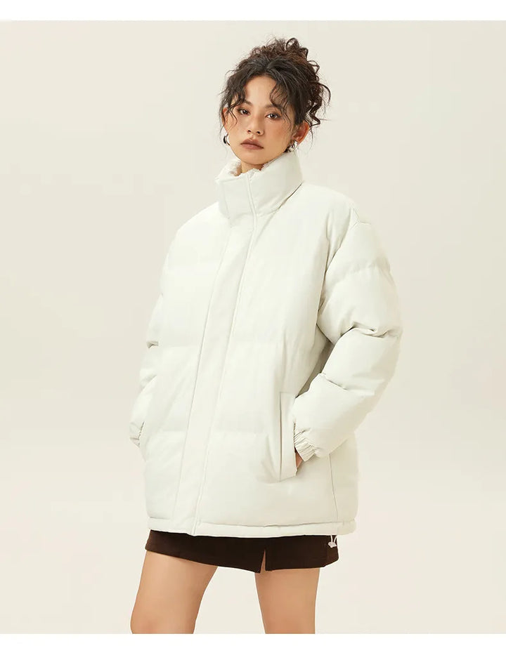 Mune | Loose Jacket with Stand-Up Collar Made Of Thick Warm Cotton Fabric