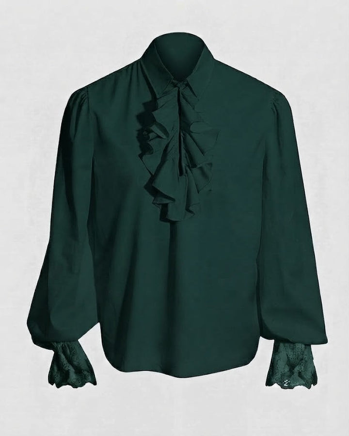 Women Ruffled Blouse with Elegant Collar Area Mune Fashion