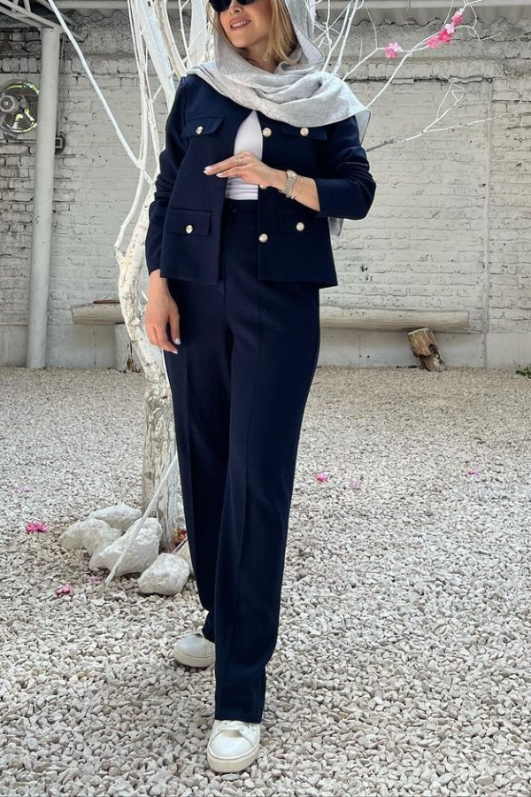 Mune | Neck Solid Color Single-Breasted Jacket