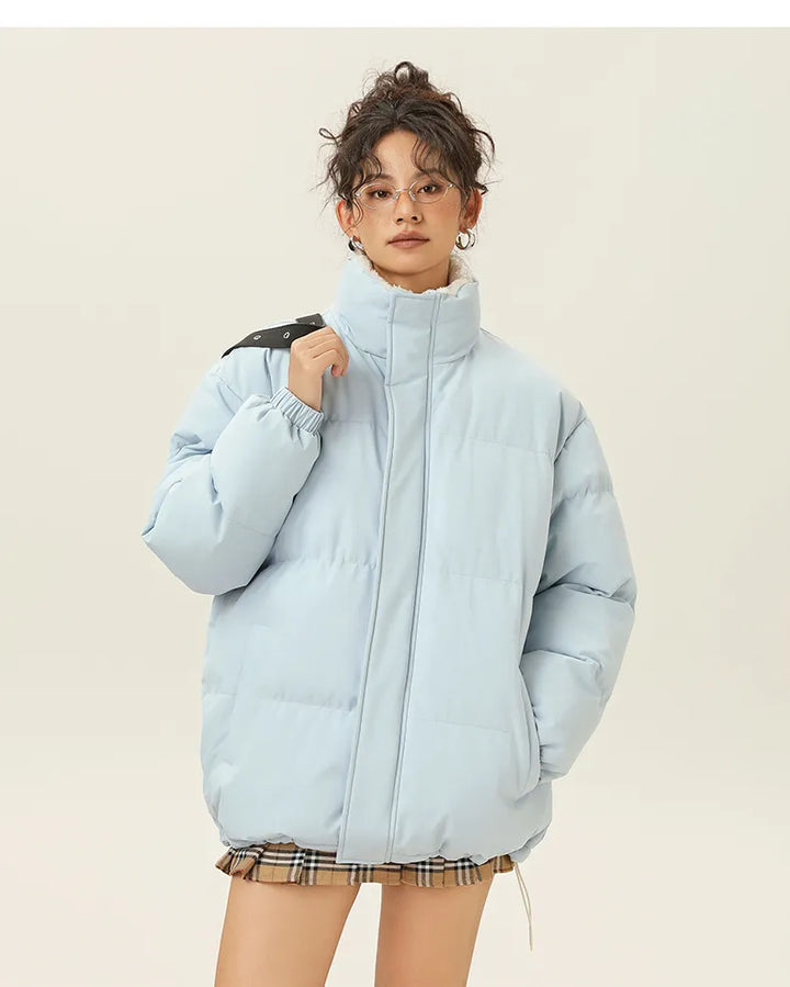 Mune | Loose Jacket with Stand-Up Collar Made Of Thick Warm Cotton Fabric