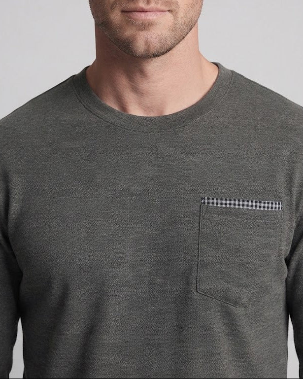 Men's long-sleeve shirt made of heathered jersey with chest pocket Mune Fashion