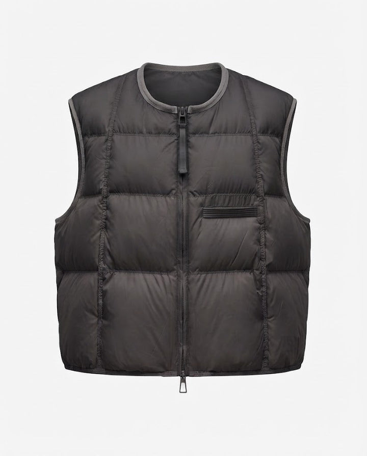 Women's nan lightweight padded quilted vest with adjustable hem, two-way zipper and decorative chest pocket