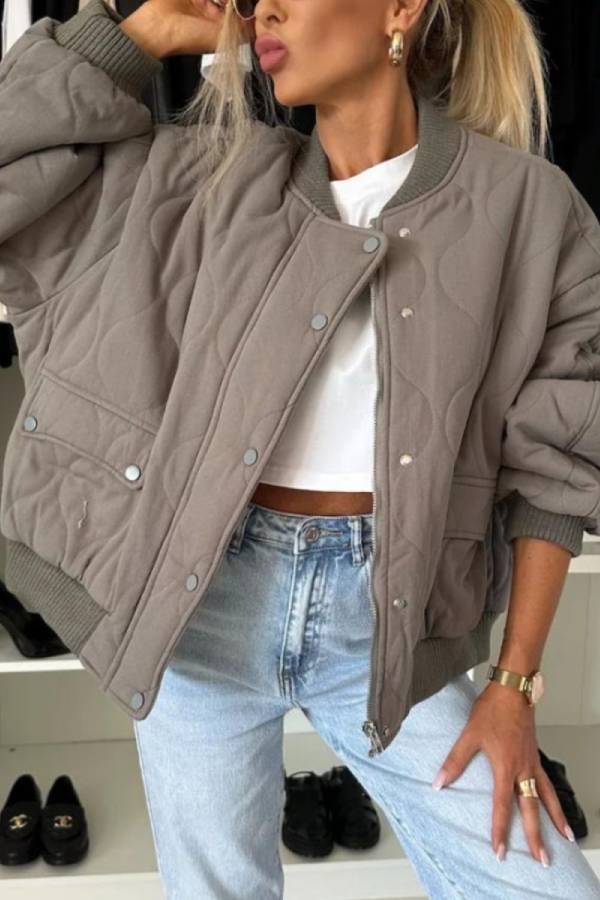 Mune | Collar Snap Down Long Sleeve Jacket
