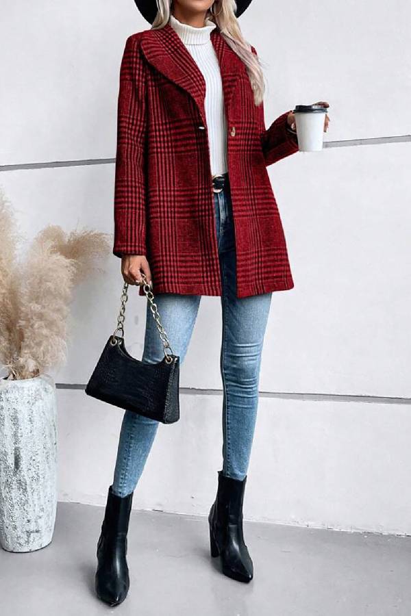 Mune | Collection Checked Collar Long Sleeve Jacket