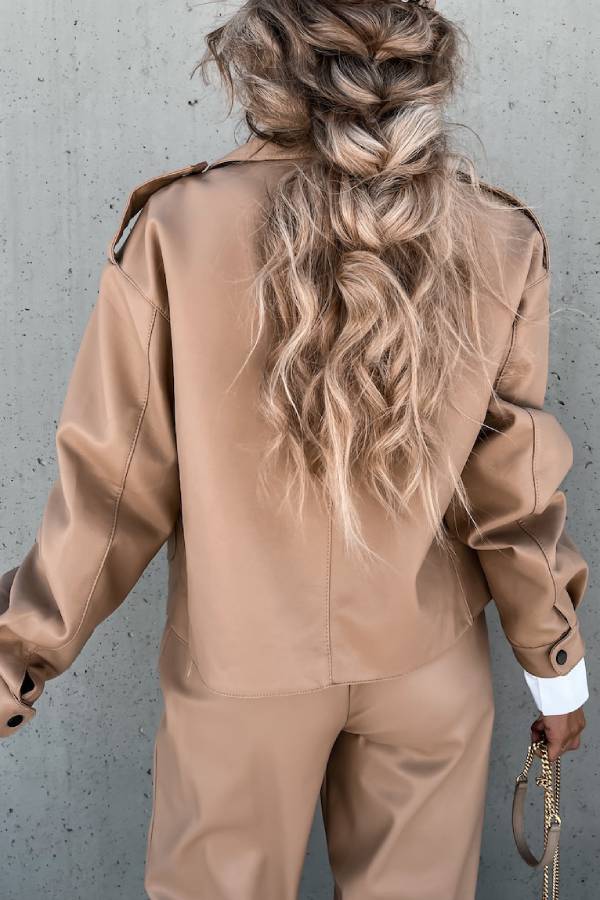 Mune | Leather Revers Pockets British Style Short Jacket