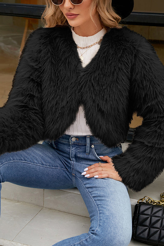 Mune | Long Sleeve Short Casual Faux Fur Jacket