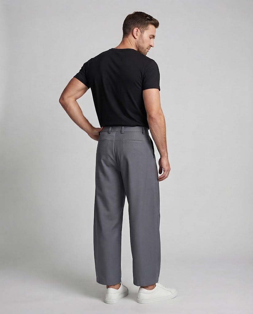 Men's Extra Wide Pleated Palazzo Style Trousers with Drop Crotch Mune Fashion