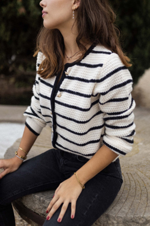 Mune | Striped Round Neckline Jacket