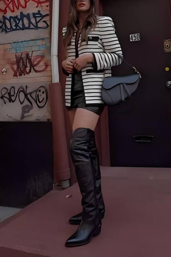 Mune | Striped Dickey Jacket In Ivory Black