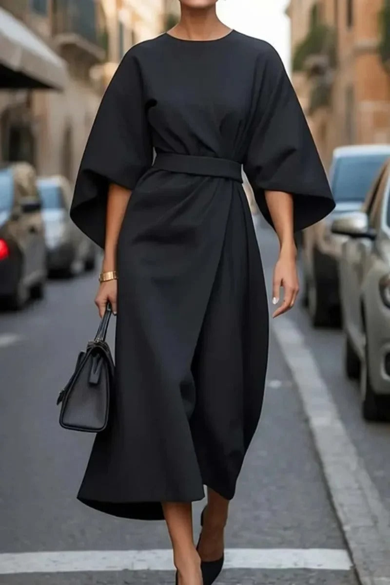 Mune | Elegant Dress with Lantern Sleeves and Belt