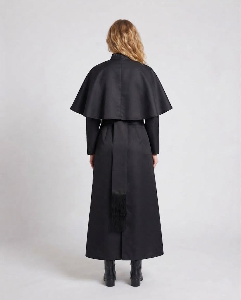 Women Priest Costume with Elegant Hood and Cross Pendant Mune Fashion