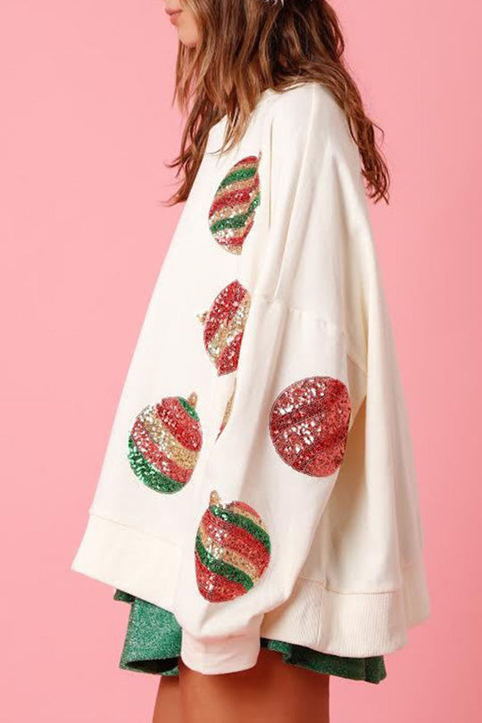 Mune | Christmas Egg Sequin Casual Long Sleeve Sweatshirt