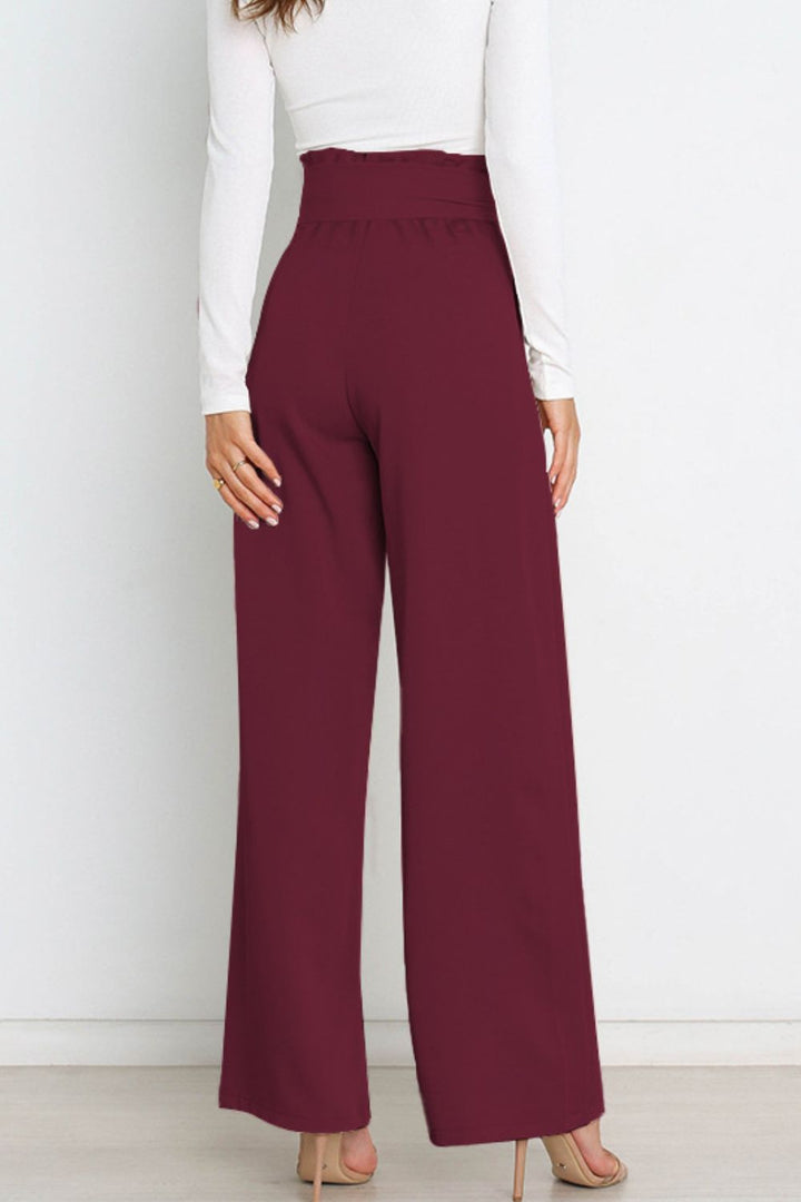 Mune Fashion | High Waist Paperbag Pants with Bow Detail