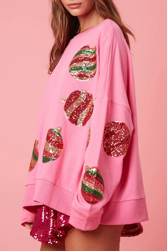 Mune | Christmas Egg Sequin Casual Long Sleeve Sweatshirt