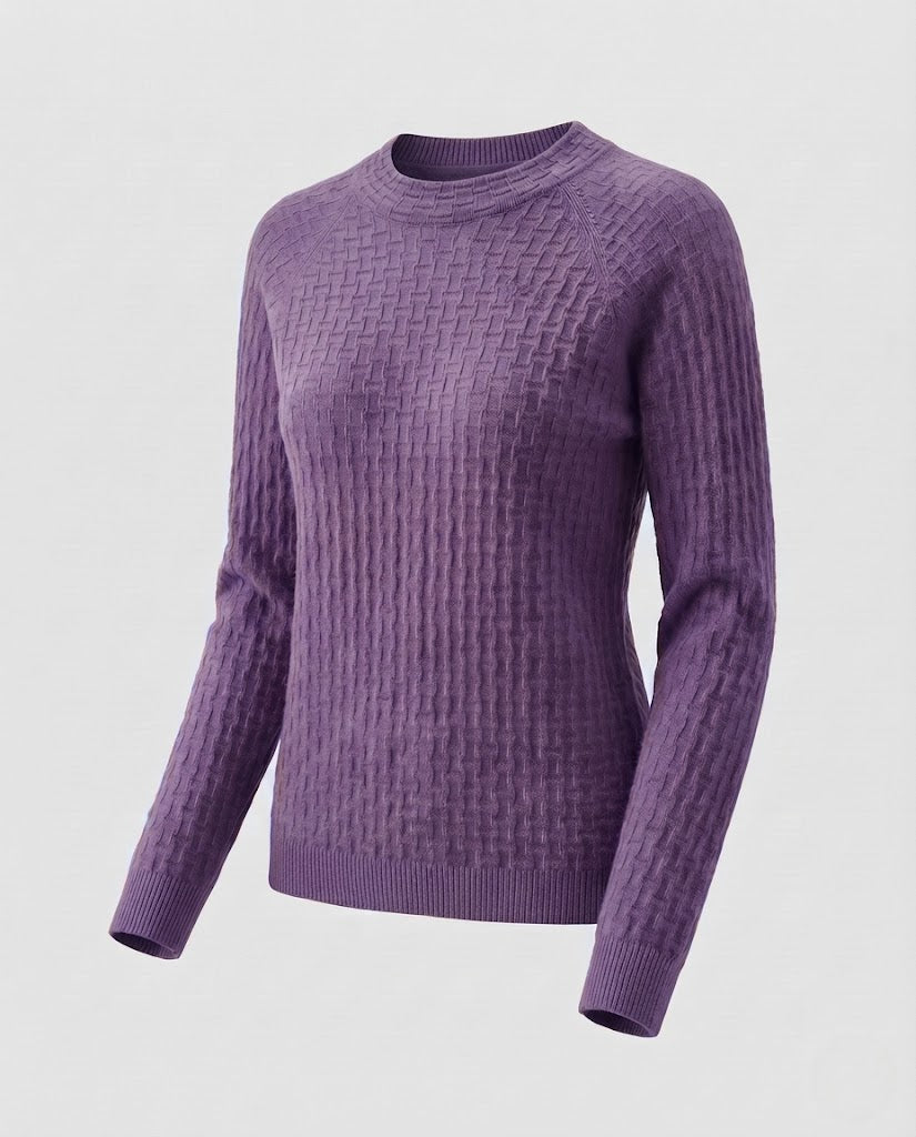 Women's fine-knit pullover with structured WMune fashion look, round neck and cashmere-like texture Mune Fashion