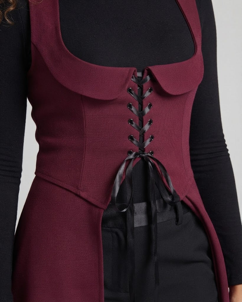 Women's Elegant Dress with Lacing and Asymmetrical Hem Mune Fashion