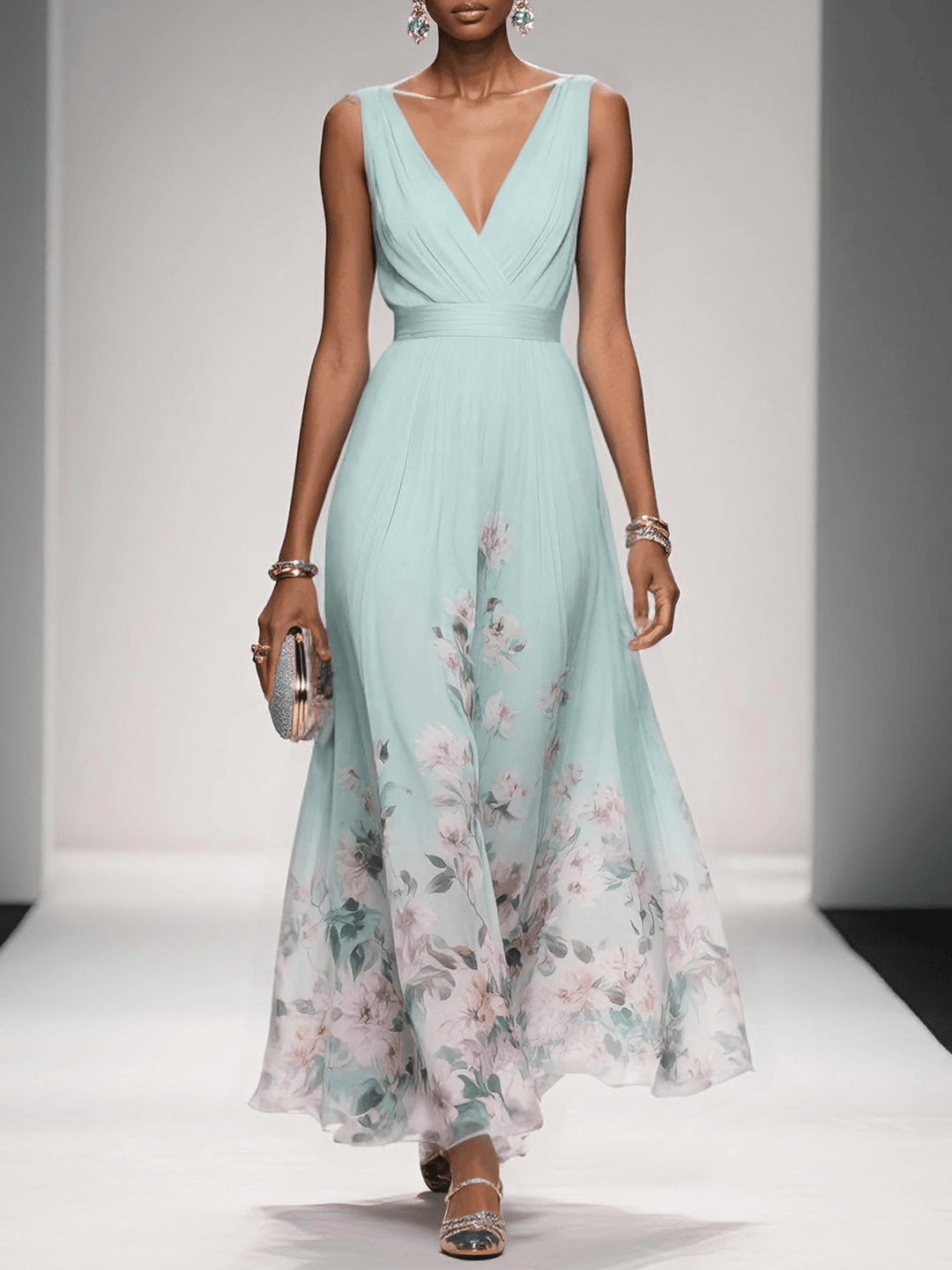 Women Floral Print Wedding Guest Dress