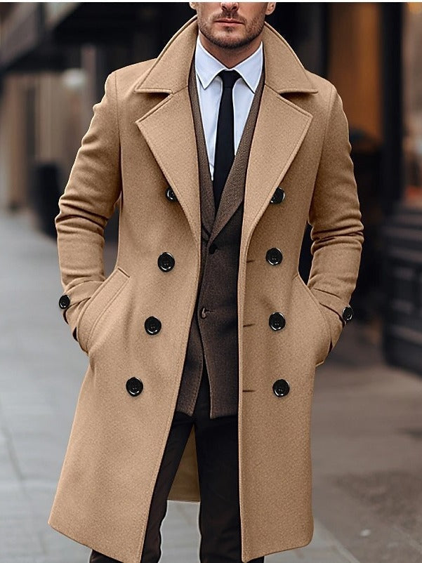 Mune | Woolen Men's Coat for Autumn and Winter Double-Breasted and Long