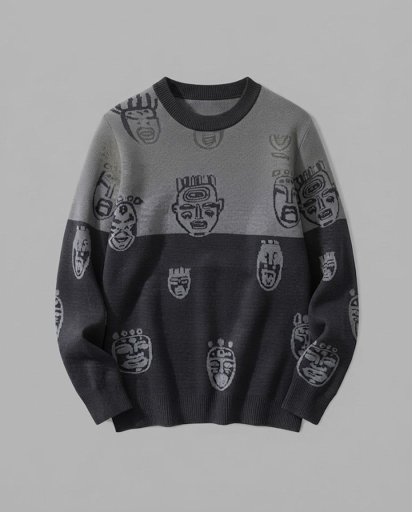 Women's patterned knitted sweater Mune Fashion