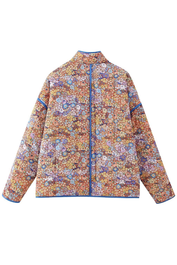 Mune | Colorblock Large Bag Stand Collar Quilted Jacket Made Of Cotton