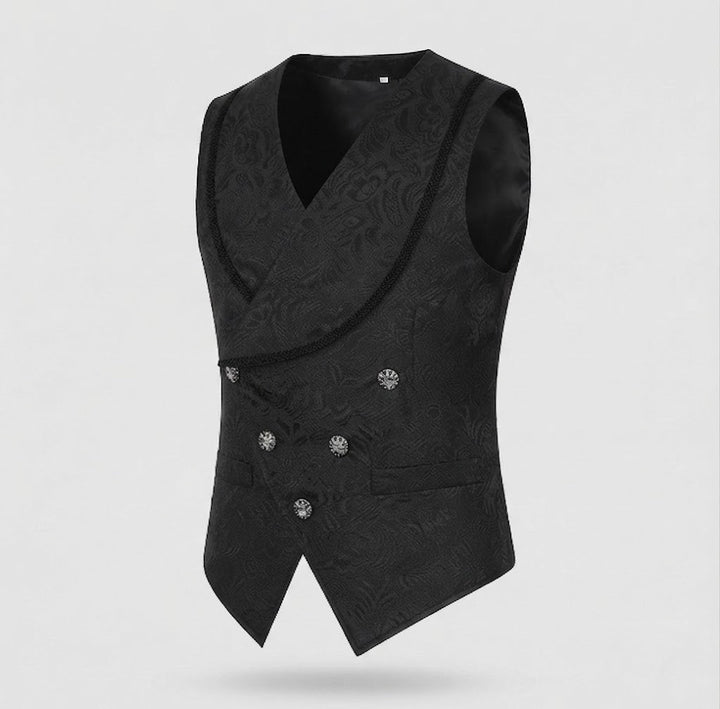 Women Elegant Velvet Waistcoat with Floral Patterns and Double Button Placket Mune Fashion