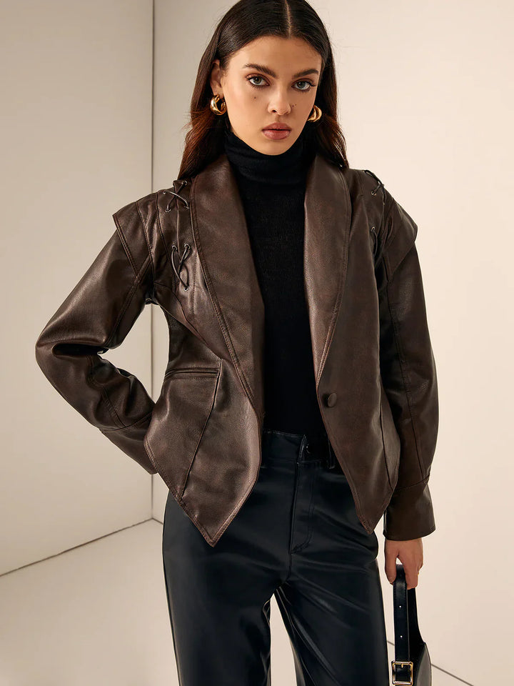 Mune | Leather Lace Lapel Collar Blazer Jacket