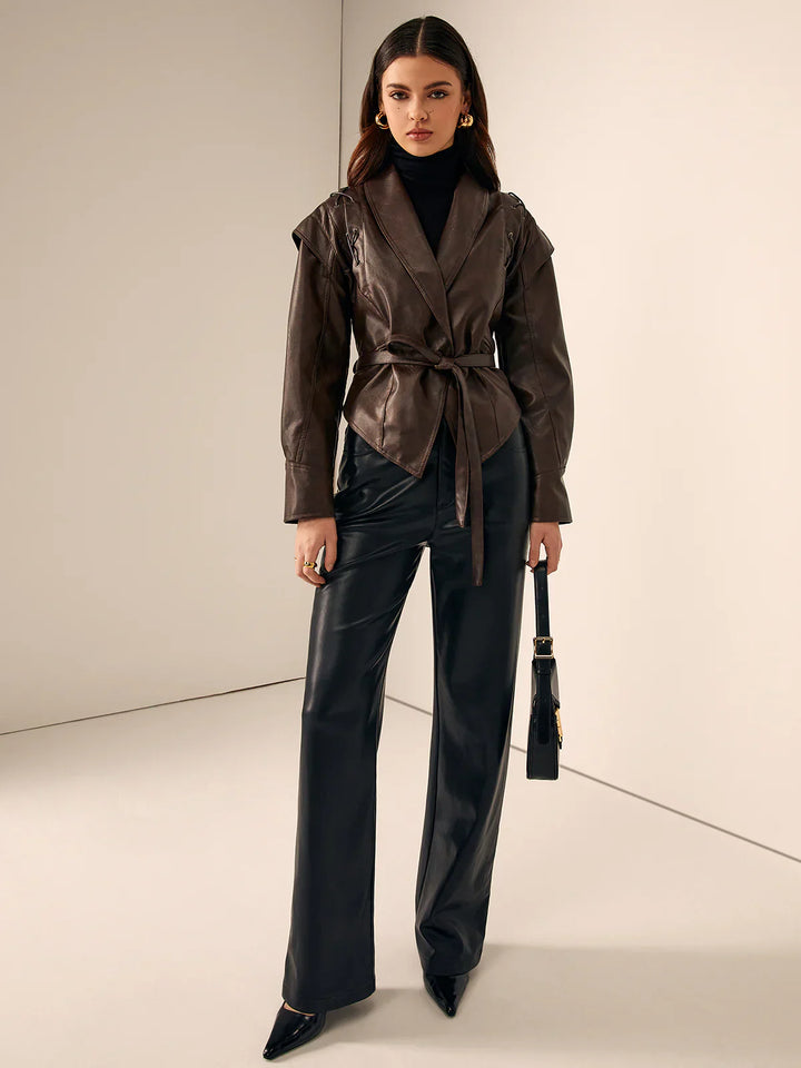 Mune | Leather Lace Lapel Collar Blazer Jacket