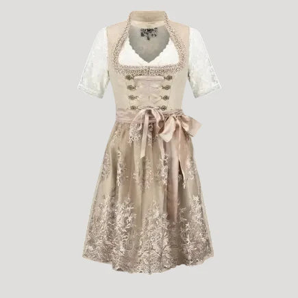 Mune Fashion | Traditional German Dirndl Dress with Laced Bodice and Lace Blouse