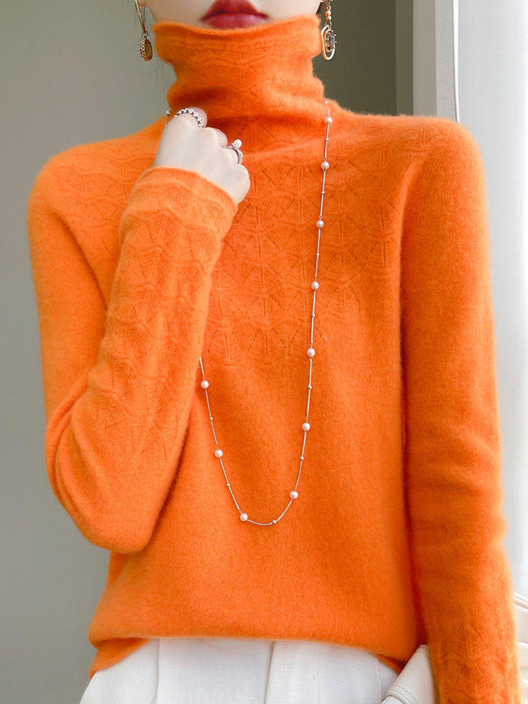 Mune | Turtleneck Sweater Made Of Pure Wool with Hollow Print and Cashmere Sweater