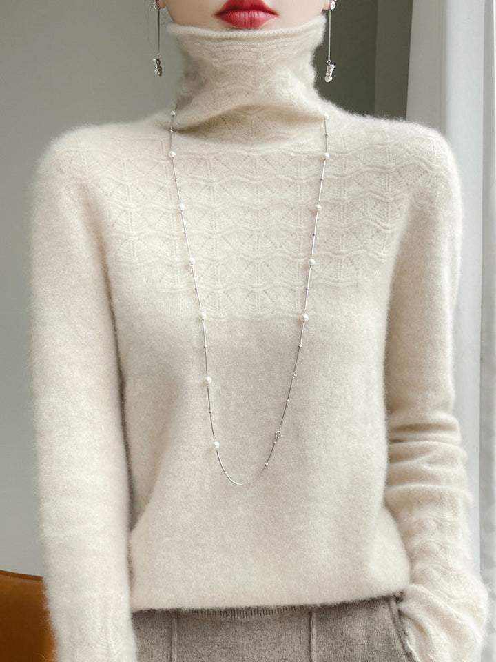 Mune | Turtleneck Sweater Made Of Pure Wool with Hollow Print and Cashmere Sweater