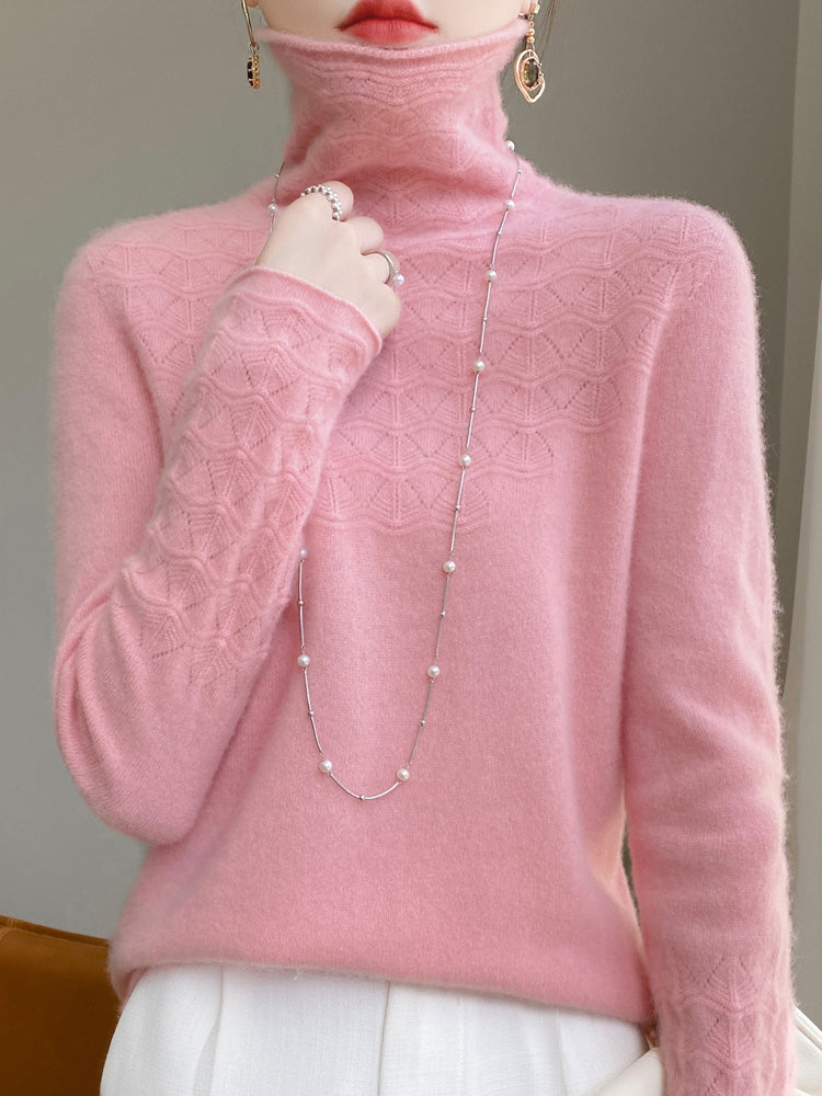 Mune | Turtleneck Sweater Made Of Pure Wool with Hollow Print and Cashmere Sweater