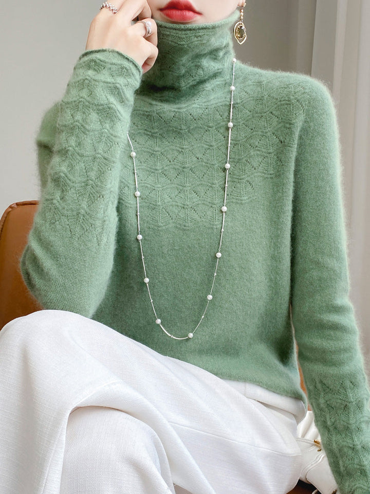 Mune | Turtleneck Sweater Made Of Pure Wool with Hollow Print and Cashmere Sweater