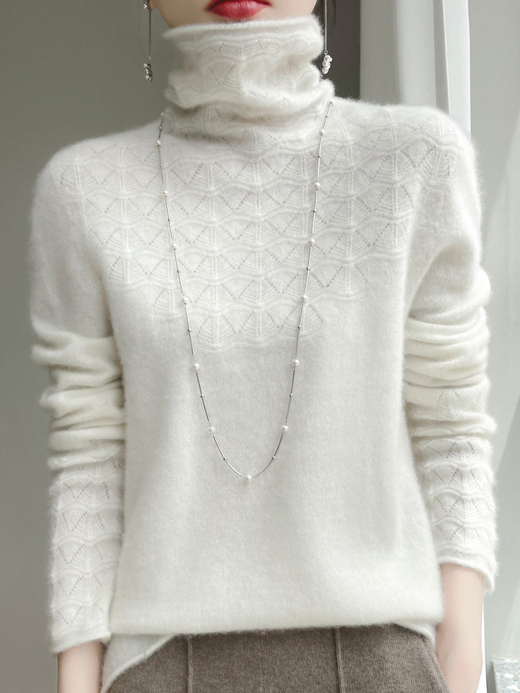 Mune | Turtleneck Sweater Made Of Pure Wool with Hollow Print and Cashmere Sweater