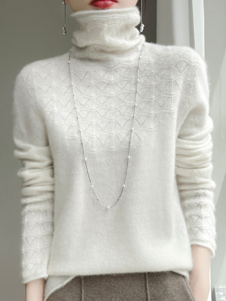 Mune | Turtleneck Sweater Made Of Pure Wool with Hollow Print and Cashmere Sweater