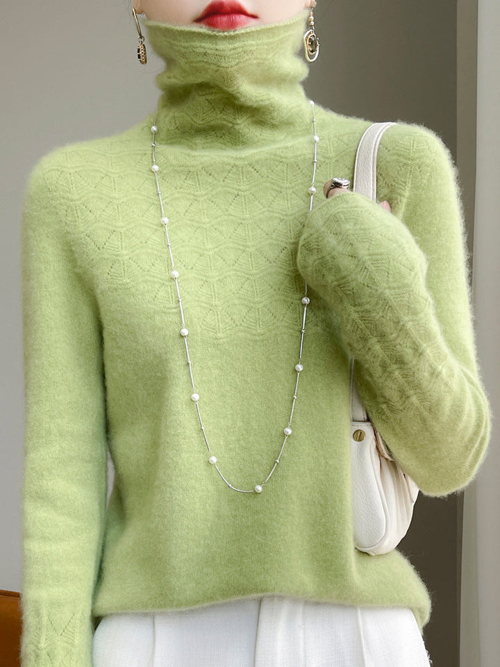 Mune | Turtleneck Sweater Made Of Pure Wool with Hollow Print and Cashmere Sweater