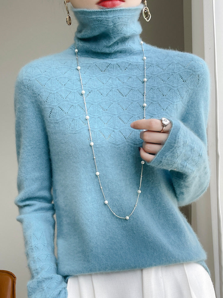 Mune | Turtleneck Sweater Made Of Pure Wool with Hollow Print and Cashmere Sweater