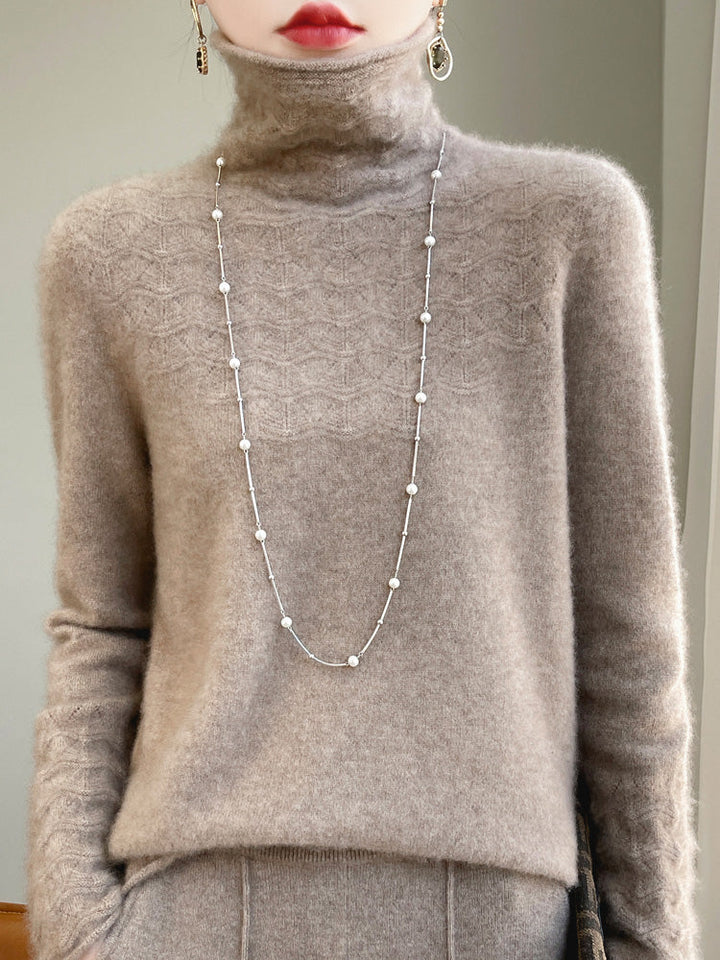 Mune | Turtleneck Sweater Made Of Pure Wool with Hollow Print and Cashmere Sweater