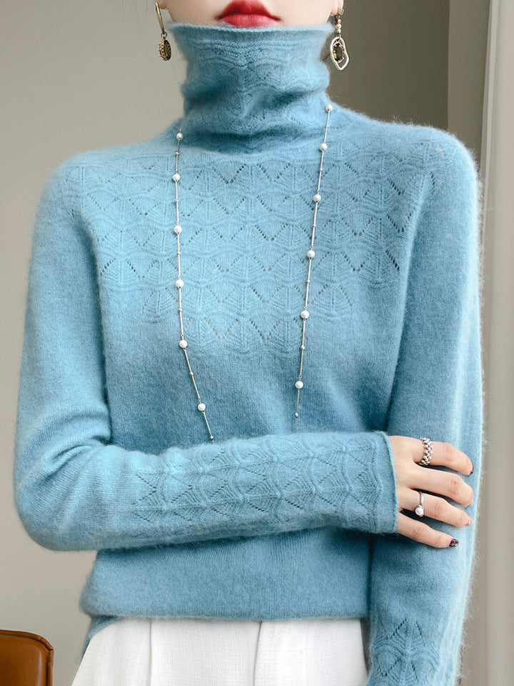 Mune | Turtleneck Sweater Made Of Pure Wool with Hollow Print and Cashmere Sweater